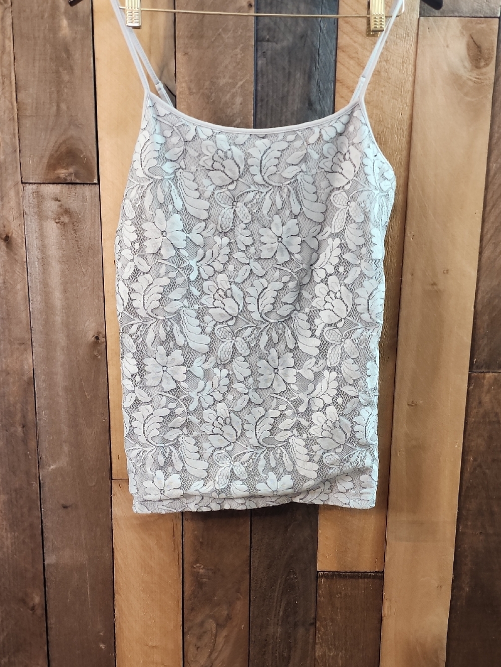 Ann Taylor Grey Floral Lace Camisole Size L